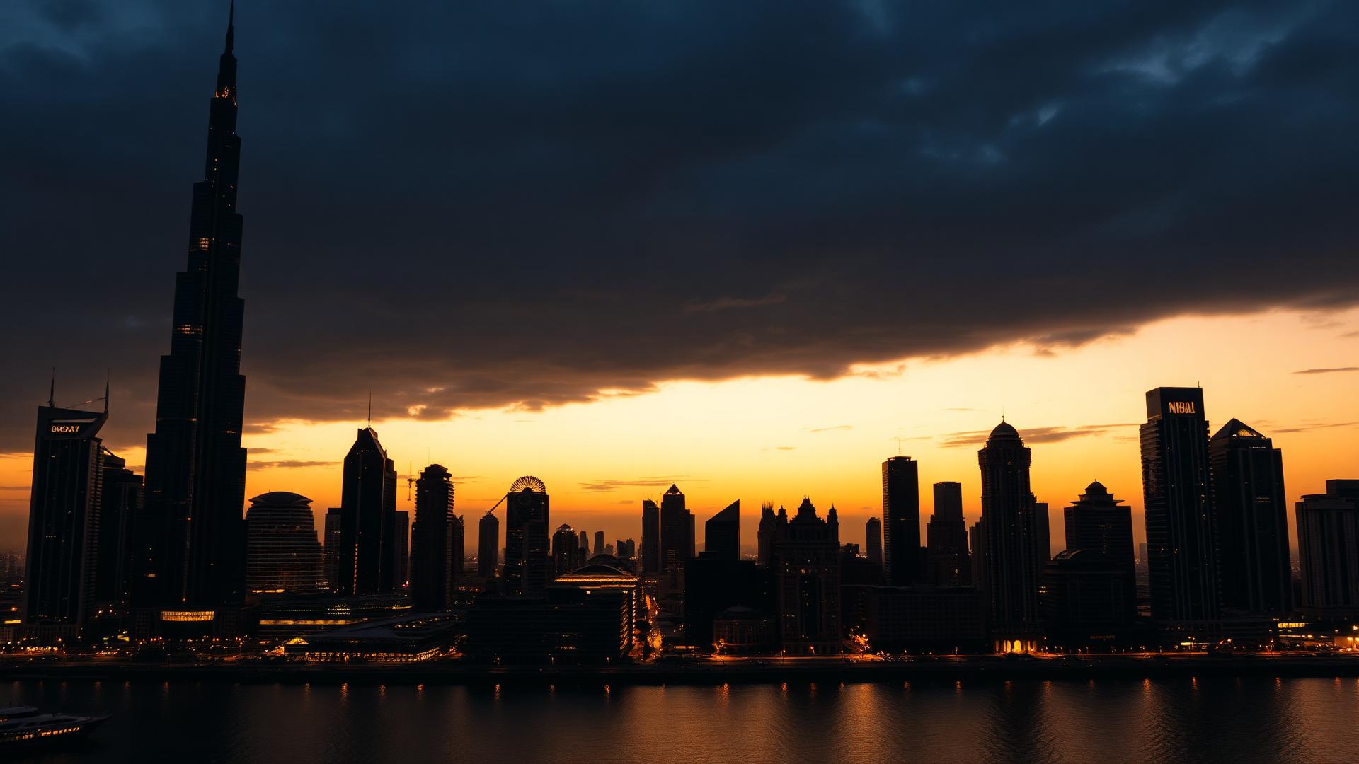 Dubai skyline at golden hour